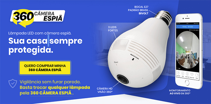 lampada de led 360 camera espia