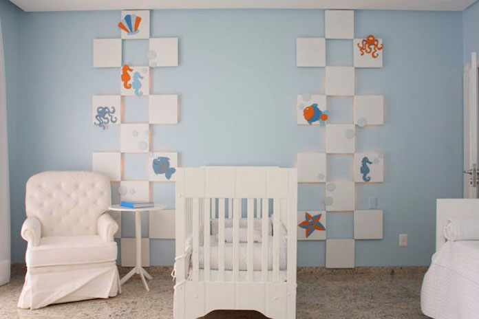 quarto de bebê decorado tema monocromatico