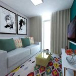 Decoração de sala pequena com painel de tv 28