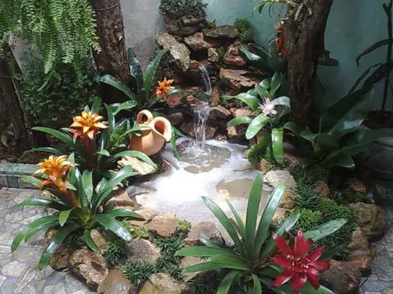 Jardim de inverno com cascata