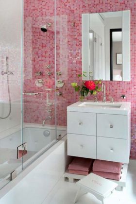 decoracao rosa em banheiro