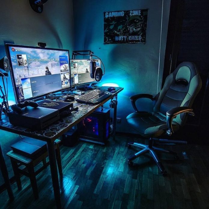 Iluminação para o setup gamer em led azul