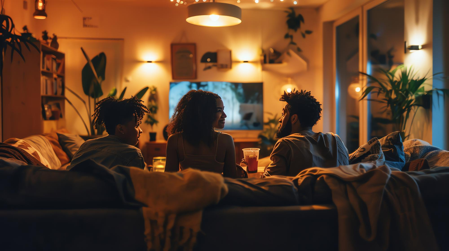 amigos fazem encontro de cinema em casa